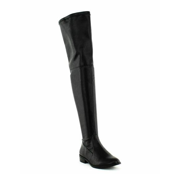 INC International Concepts Shoes - INC Irinaa Over The Knee Boots Black Vegan Leather Stretch Size 5 M New